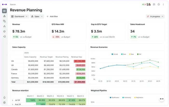 An Abacum revenue planning screen.